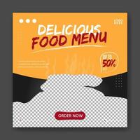 Food social media promotion and banner post design template vector