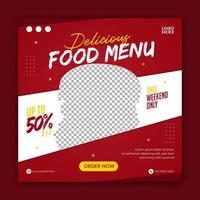 Food social media promotion and banner post design template vector