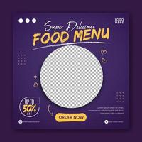 Food social media promotion and banner post design template vector