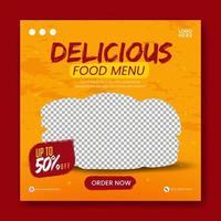 Food social media promotion and banner post design template vector