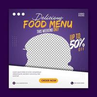 Food social media promotion and banner post design template vector