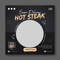 Food steak social media promotion and banner post design template vector