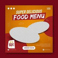 Food social media promotion and banner post design template vector