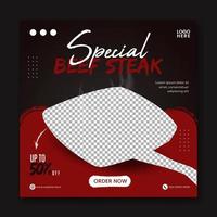 Food steak social media promotion and banner post design template vector