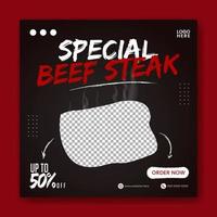 Food steak social media promotion and banner post design template vector