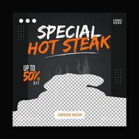 Food steak social media promotion and banner post design template vector