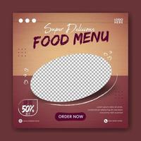 Food social media promotion and banner post design template vector