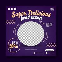 Food social media promotion and banner post design template vector