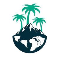 Globe mountain palm tree vector design. Landscape concept palm tree vector illustration design.