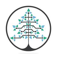 Vector Digital Christmas tree. Technical Triangle Tree Vector Template Design.