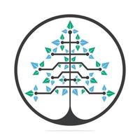 Vector Digital Christmas tree. Technical Triangle Tree Vector Template Design.