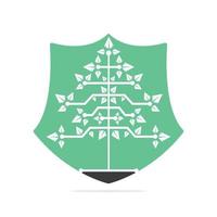 Vector Digital Christmas tree. Technical Triangle Tree Vector Template Design.