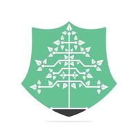 Vector Digital Christmas tree. Technical Triangle Tree Vector Template Design.