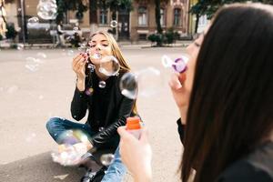 Two young adult girls photo