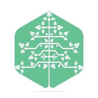 Vector Digital Christmas tree. Technical Triangle Tree Vector Template Design.