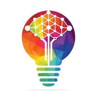 Conceptos de diseño de logotipo de árbol digital de lámpara de bombilla. logotipo de empresas de tecnología y aprendizaje educativo. vector