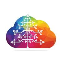 árbol de navidad digital en la nube. diseño de plantilla de vector de árbol de triángulo técnico.