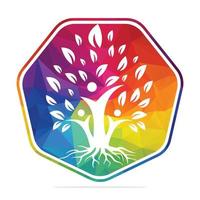 diseño de logotipo de árbol genealógico y raíces. diseño del logotipo del icono del símbolo del árbol genealógico. vector