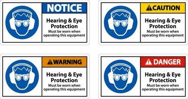 Hearing and Eye Protection Sign On White Background vector