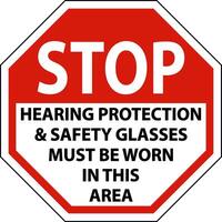 Hearing Protection and Safety Glasses Sign On White Background vector