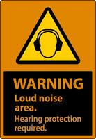 Warning Hearing Protection Required Sign On White Background vector