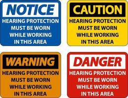 Hearing Protection Must Be Worn Sign On White Background vector