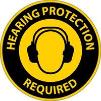 Caution Hearing Protection Required Sign On White Background vector