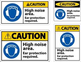 Caution Ear Protection Required Sign On White Background vector