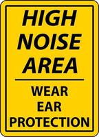 signo de protección auditiva de desgaste de alto ruido sobre fondo blanco vector