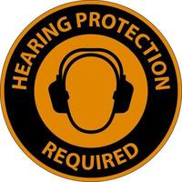 señal de advertencia de protección auditiva requerida sobre fondo blanco vector