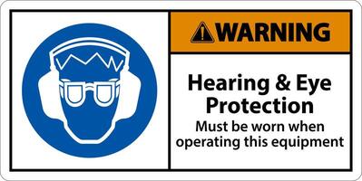 Warning Hearing and Eye Protection Sign On White Background vector