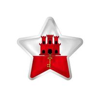 Gibraltar flag in star. Button star and flag template. Easy editing and vector in groups. National flag vector illustration on white background.