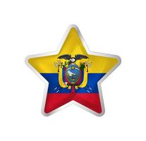 Ecuador flag in star. Button star and flag template. Easy editing and vector in groups. National flag vector illustration on white background.