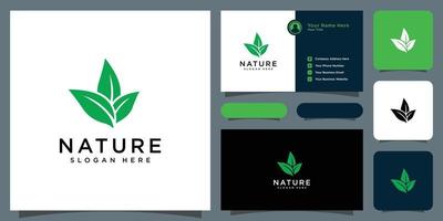 Tree leaf vector logo design and business card