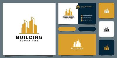 logotipo inmobiliario de edificios y tarjeta de visita vector