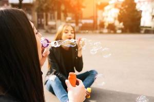 Two young adult girls photo