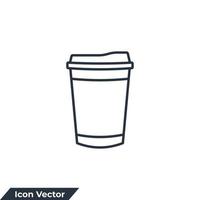 Ilustración de vector de logotipo de icono de cono de taza de café. plantilla de símbolo de taza desechable para la colección de diseño gráfico y web