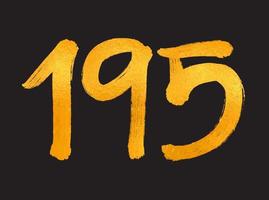 Ilustración de vector de logotipo de número 195, plantilla de vector de celebración de aniversario de 195 años, cumpleaños número 195, números de letras doradas dibujo de pincel boceto dibujado a mano, diseño de logotipo de número para impresión, camiseta