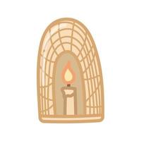 Candle holder in boho style. Cartoon style. Vector art hand drawn on white background.