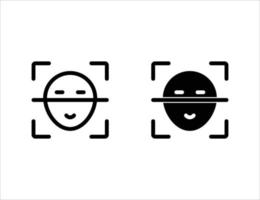 face scanning icon. outline icon and solid icon vector