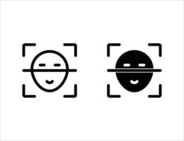 face scanning icon. outline icon and solid icon vector