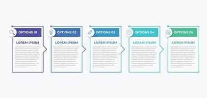 Presentación plantilla de infografía empresarial con 5 opciones. vector