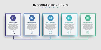 concepto creativo para infografía con 5 pasos, opciones, partes o procesos. visualización de datos comerciales vector