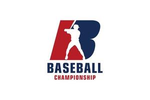 letra b con diseño de logotipo de béisbol. elementos de plantilla de diseño vectorial para equipo deportivo o identidad corporativa. vector
