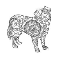 Cute dog mandala coloring vector illustration design.