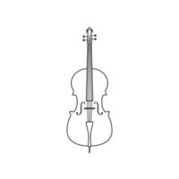 Classical cello black and white icon. Isolated Vector String ill.