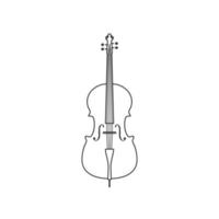 Classical cello black and white icon. Isolated Vector String ill.