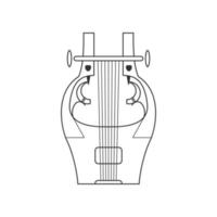 Cithara flat black and white icon. Isolated Vector String ill.