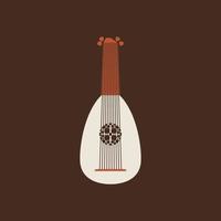 Lute flat vector icon. Folk music instrument