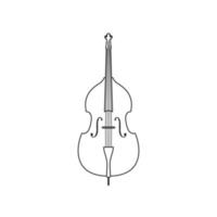 Contrabass black and white icon. Isolated Vector String ill.